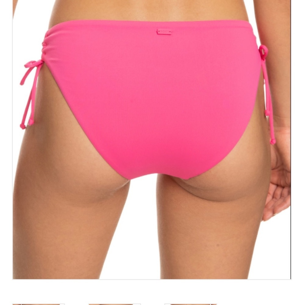 Roxy Solid Beach Classics Hipster Lace Bikini Bottoms Shocking Pink - Picture 3 of 3